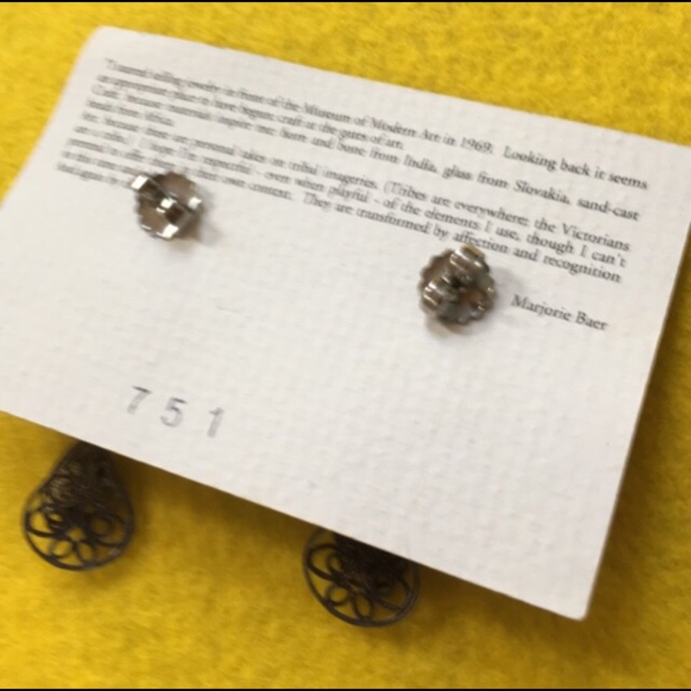 Marjorie Baer FILIGREE mixed metal earrings NEW old stock - Picture 4 of 4